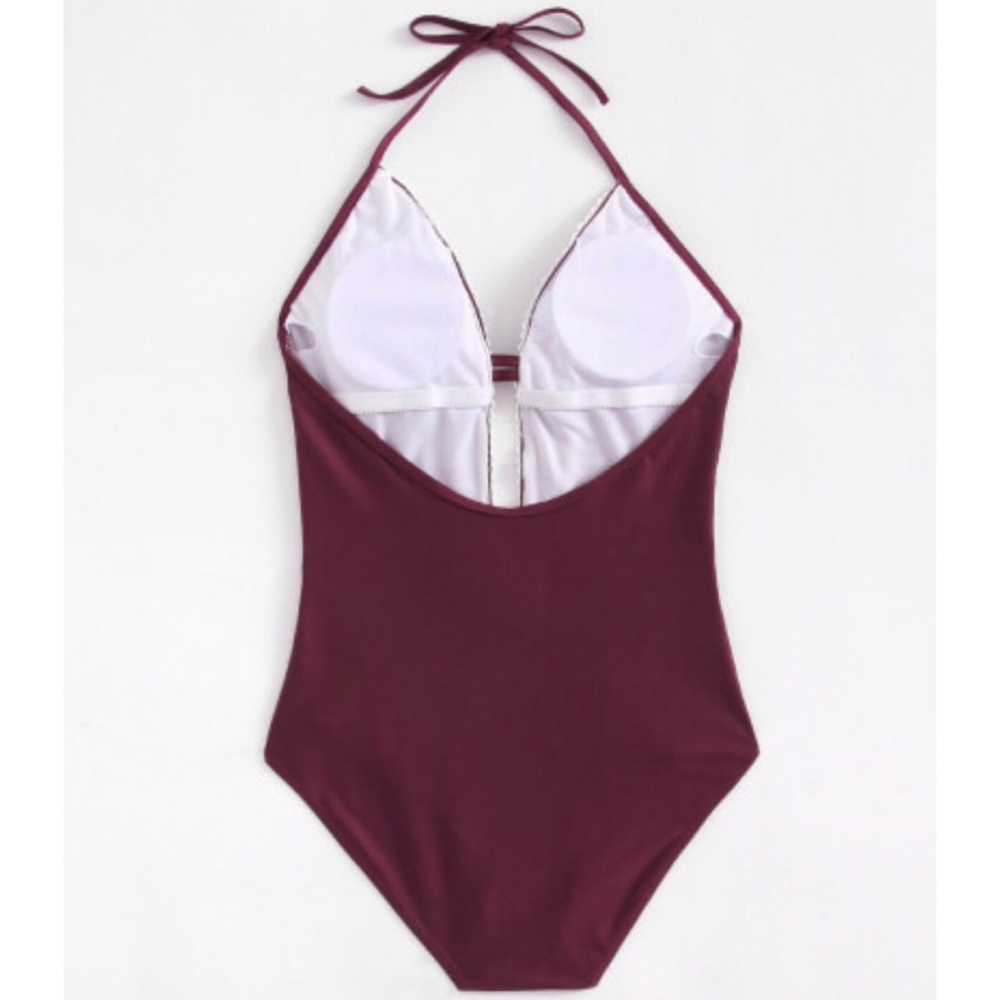 SIZE SMALL Crochet Trim Plunge Swimsuit - Picture 2 of 5